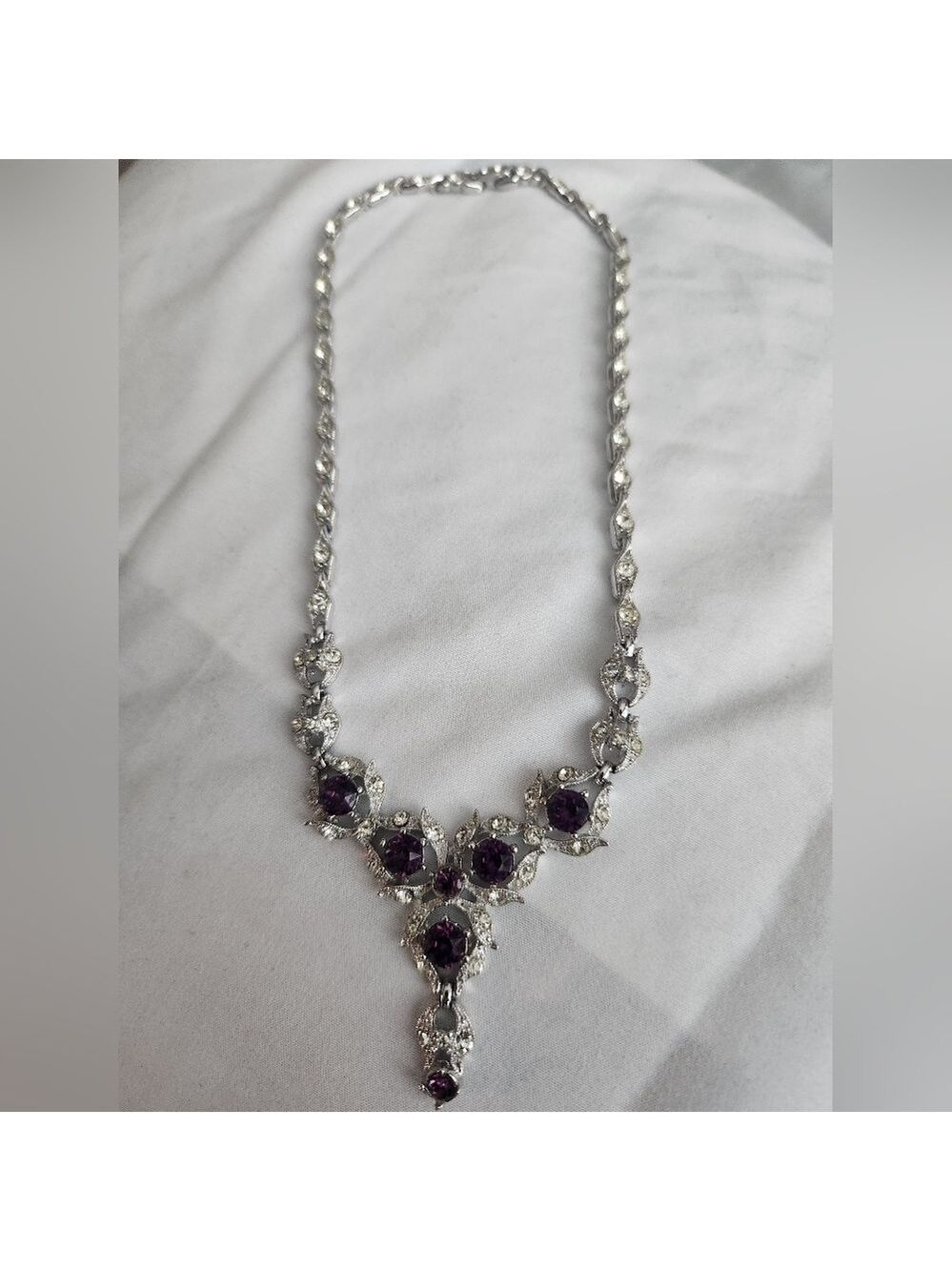 American Mid Century Bogoff Rhinestone Necklace Wedding Bridal Jewelry
